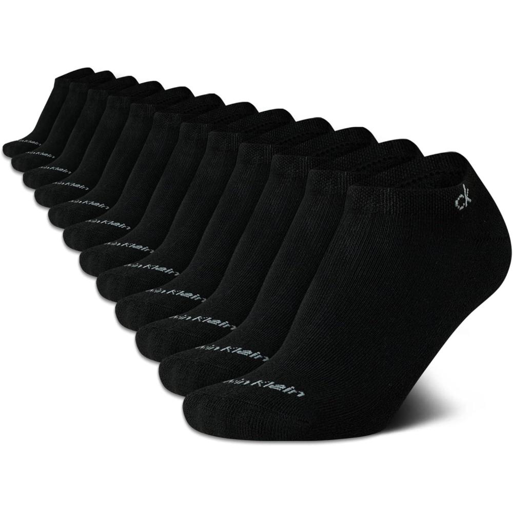 imageCalvin Klein Mens No Show Lightweight Cushioned Low Cut Socks 12 PackBlack Classic