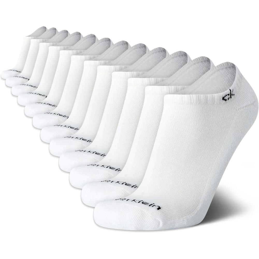 imageCalvin Klein Mens No Show Lightweight Cushioned Low Cut Socks 12 PackClassic White