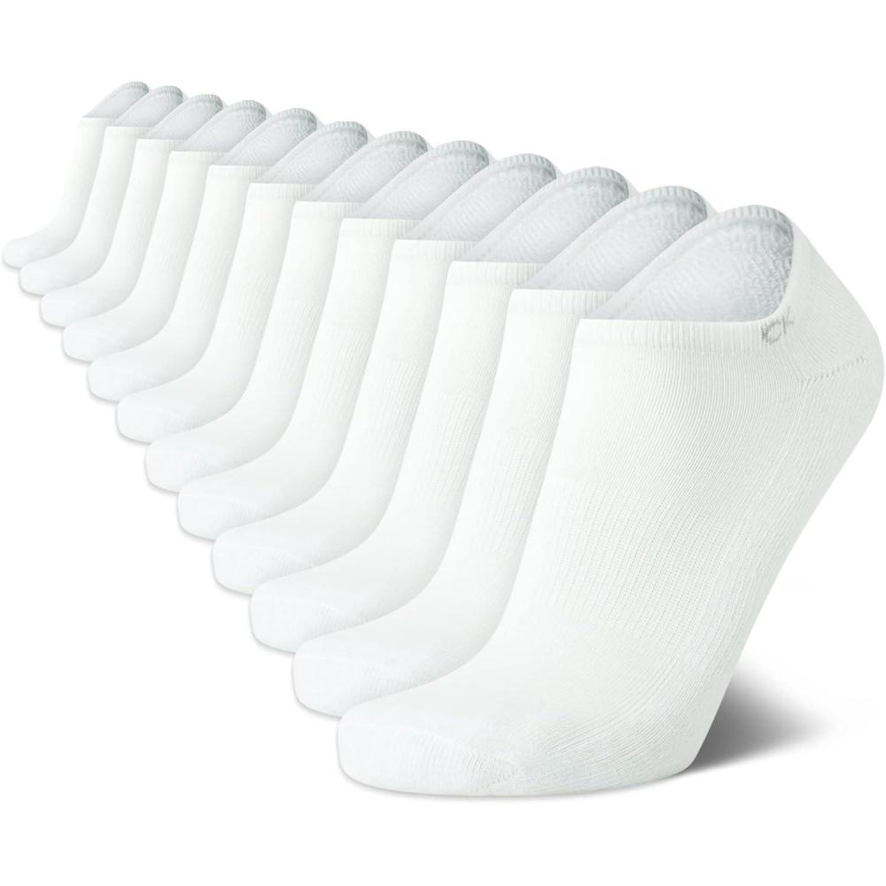 imageCalvin Klein Mens No Show Lightweight Cushioned Low Cut Socks 12 PackTrue White