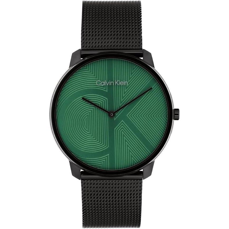 imageCalvin Klein Womens CK Iconic  35mm 2H Quartz Watch  Stainless Steel Mesh Bracelet  Water Resistance 30 Meters  Premium Fashion Timepiece for Everyday Style  Gift for HerBlackGreen