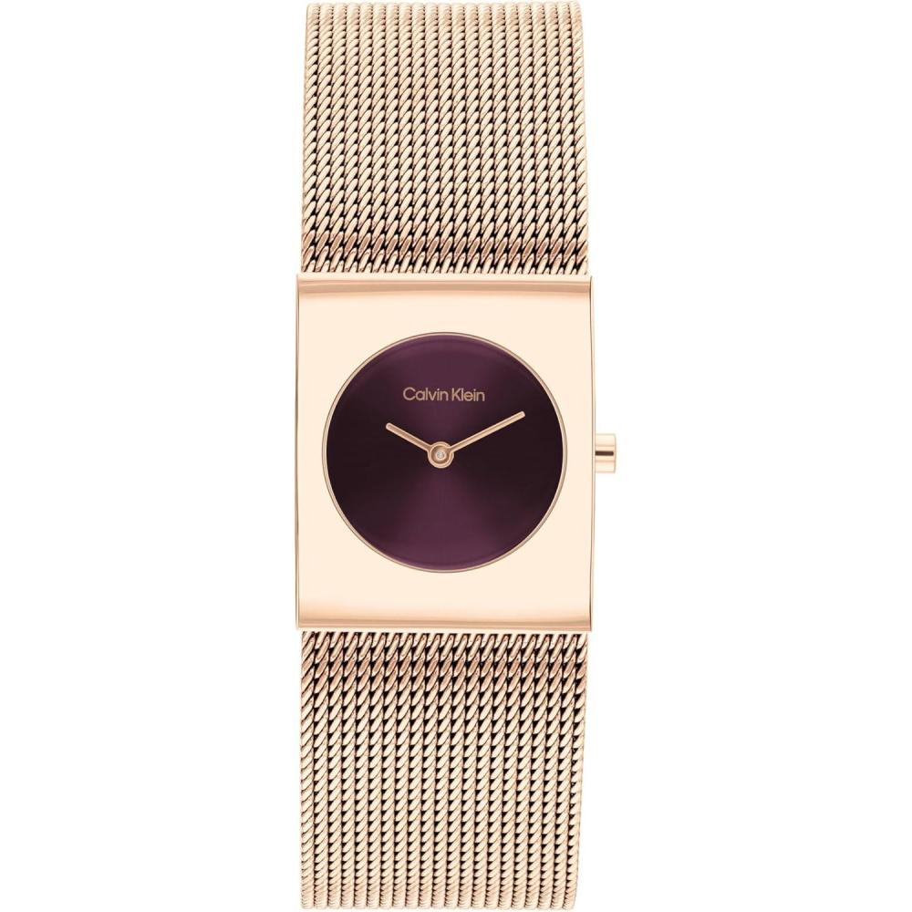 imageCalvin Klein Womens CK Pulse Stainless Steel Watch  21mm Geometric Case Mesh Bracelet Petite Iconic Style  Gift for HerRose Gold