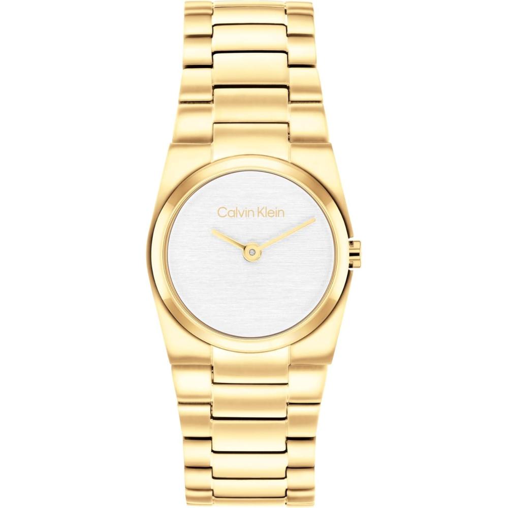 imageCalvin Klein Womens CK Unite Stainless Steel Watch 26mm Case with Link Bracelet  Sleek Curved Case Modern Everyday Style  Gift for HerGold PlatedWhite