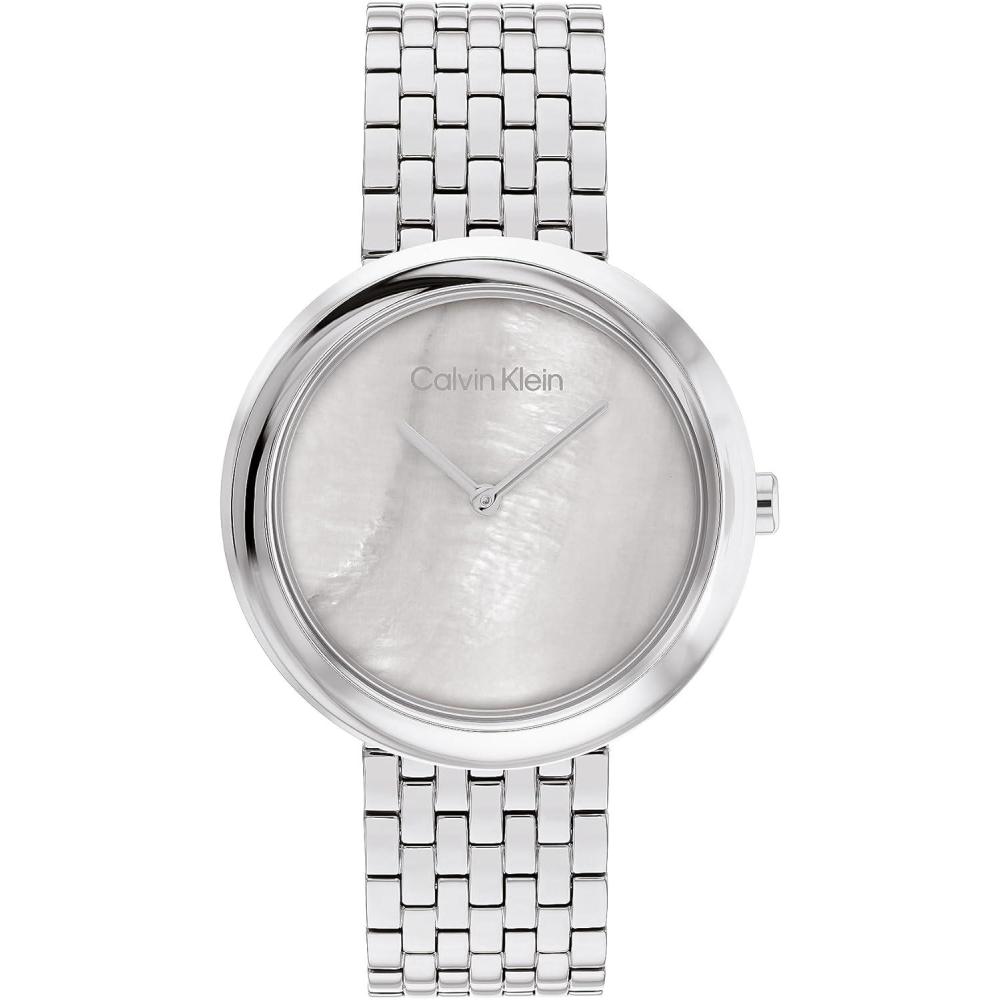 imageCalvin Klein Womens Twisted Bezel  34mm 2H Quartz Watch  Stainless Steel Bracelet  Water Resistance 30 Meters  Minimalistic Style  Premium Fashion  Gift for HerGrey Mother of Pearl