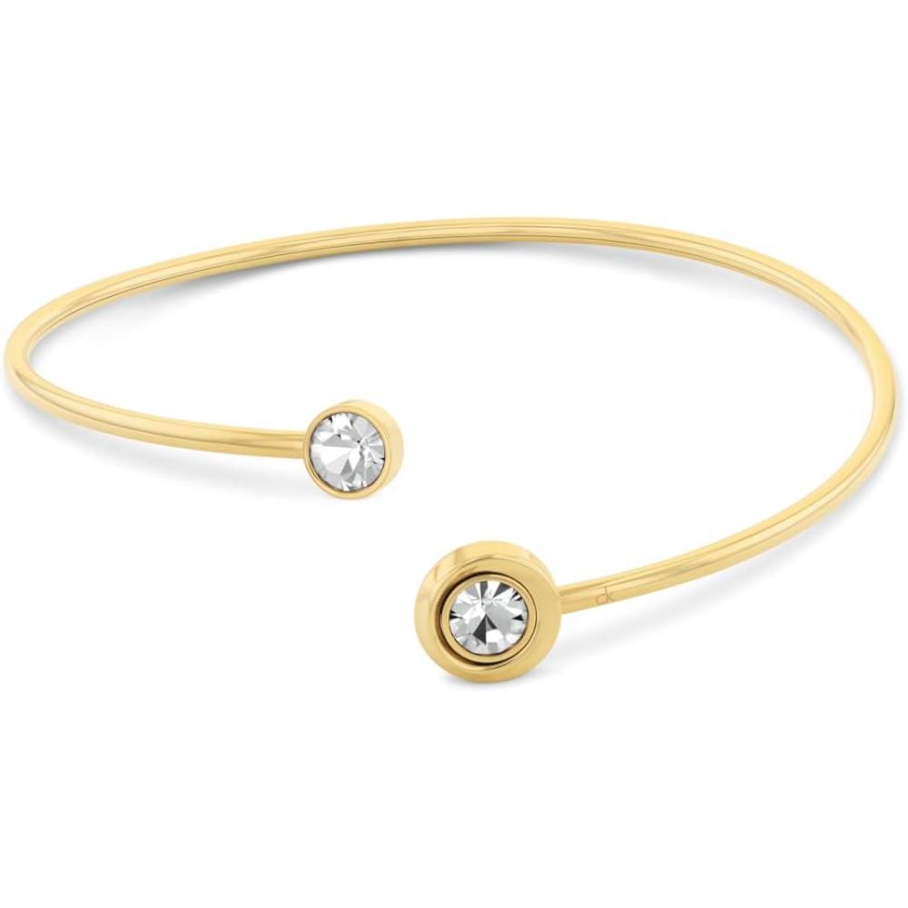 imageCalvin Klein Womens Twisted Bezel Solitaire Bracelet Stainless Steel Elegant Curved Design  Contemporary Fashion for Everyday Wear  Gift for HerGold plated