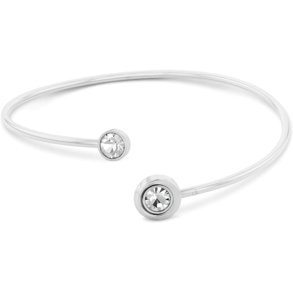 imageCalvin Klein Womens Twisted Bezel Solitaire Bracelet Stainless Steel Elegant Curved Design  Contemporary Fashion for Everyday Wear  Gift for HerSilver