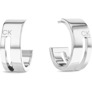 imageCalvin Klein Geometric Essentials Womens Hoop Earrings  Stainless Steel Elegant Jewelry Perfect for Any Occasion Designer Wear  Gift for HerSilver