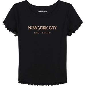 imageCalvin Klein Girls Short Sleeve Babydoll TShirt Soft ampamp ComfortableBlack Ribbed Nyc
