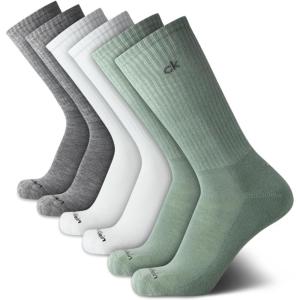 imageCalvin Klein Mens Dress Crew NonBinding Cotton Socks 6PackGreen Assorted
