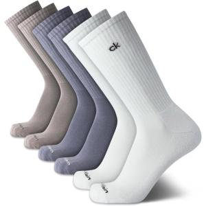imageCalvin Klein Mens Dress Crew NonBinding Cotton Socks 6PackWhite Blue Multi