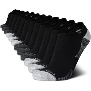 imageCalvin Klein Mens No Show Lightweight Cushioned Low Cut Socks 12 PackBlack