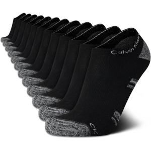 imageCalvin Klein Mens No Show Lightweight Cushioned Low Cut Socks 12 PackBlack Assorted