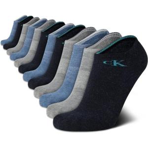 imageCalvin Klein Mens No Show Lightweight Cushioned Low Cut Socks 12 PackBlue Assorted
