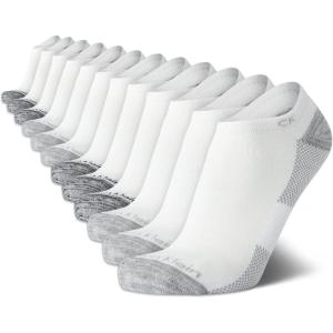 imageCalvin Klein Mens No Show Lightweight Cushioned Low Cut Socks 12 PackWhiteGrey