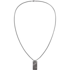 imageCalvin Klein Metallic Waves Dog Tag Necklace Collection for Men  Stainless Steel Lobster Closure  Elegant Everyday Wear  Fashion Accessory Gift for HimGunmetal