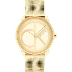 imageCalvin Klein Womens CK Iconic  35mm 2H Quartz Watch  Stainless Steel Mesh Bracelet  Water Resistance 30 Meters  Premium Fashion Timepiece for Everyday Style  Gift for HerGold Plated Mesh