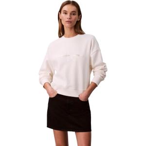 imageCalvin Klein Womens Monogram Logo CrewneckWhite Greige