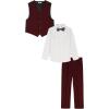 imageCalvin Klein Boys 4Piece Formal Suit Set Vest Pants Collared Dress Shirt and TieHeirloom Red