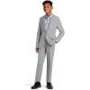 imageCalvin Klein Boys BiStretch Blazer Suit Jacket 2Button Single Breasted Closure Buttoned Cuffs ampamp Front Flap PocketsSilver Metal