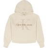 imageCalvin Klein Girls Long Sleeve Popover Fleece Hoodie SweatshirtJumbo Logo Whitecap Gray