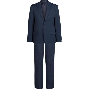imageCalvin Klein Boys 2piece Formal Suit Set Includes Single Breasted Jacket ampamp Straight Leg Dress Pants With Belt Loops ampamp Functional Pockets