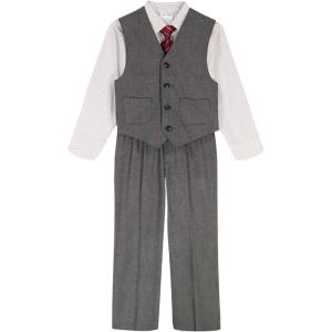imageCalvin Klein Boys 4Piece Formal Suit Set Vest Pants Collared Dress Shirt and TieSilverware