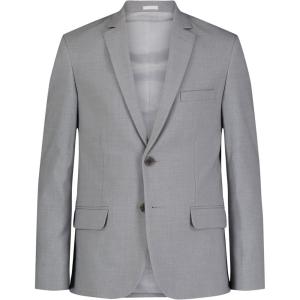 imageCalvin Klein Boys BiStretch Blazer Suit Jacket 2Button Single Breasted Closure Buttoned Cuffs ampamp Front Flap PocketsSilver Metal