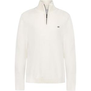 imageCalvin Klein Boys Half Zip Pullover Sweater Ribbed Neckline ampamp Logo DetailingCrisp Linen