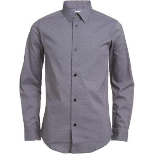imageCalvin Klein Boys Long Sleeve Patterned Dress Shirt ButtonDown Style with Cuffs ampamp Shirttail HemBlack Dobby