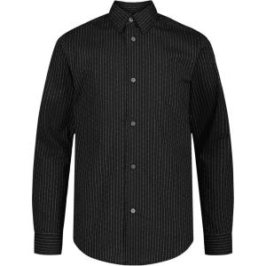 imageCalvin Klein Boys Long Sleeve Patterned Dress Shirt ButtonDown Style with Cuffs ampamp Shirttail HemBlack Dobby Stripe