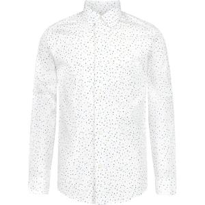 imageCalvin Klein Boys Long Sleeve Patterned Dress Shirt ButtonDown Style with Cuffs ampamp Shirttail HemBlue Dapple Print