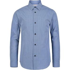 imageCalvin Klein Boys Long Sleeve Patterned Dress Shirt ButtonDown Style with Cuffs ampamp Shirttail HemDark Blue