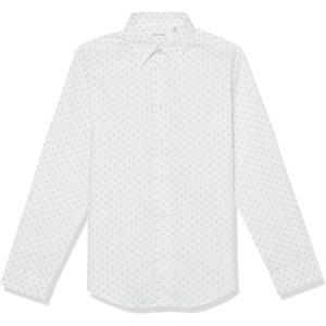 imageCalvin Klein Boys Long Sleeve Patterned Dress Shirt ButtonDown Style with Cuffs ampamp Shirttail HemJetstream
