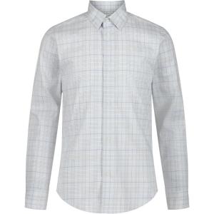 imageCalvin Klein Boys Long Sleeve Patterned Dress Shirt ButtonDown Style with Cuffs ampamp Shirttail HemLight Blue Plaid