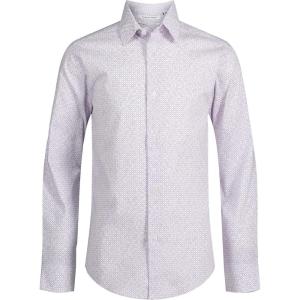 imageCalvin Klein Boys Long Sleeve Patterned Dress Shirt ButtonDown Style with Cuffs ampamp Shirttail HemPurple