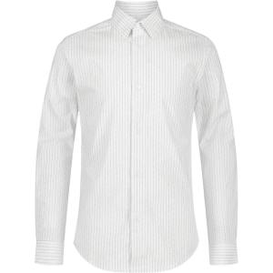 imageCalvin Klein Boys Long Sleeve Patterned Dress Shirt ButtonDown Style with Cuffs ampamp Shirttail HemWhite Dobby Stripe