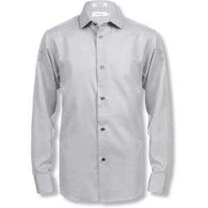 imageCalvin Klein Boys Long Sleeve Sateen Dress Shirt ButtonDown Style with Cuffs ampamp Shirttail HemGrey