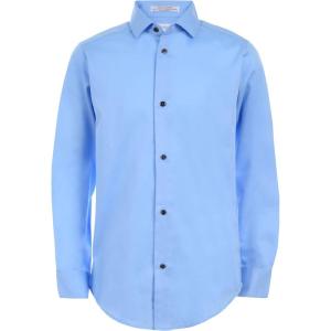 imageCalvin Klein Boys Long Sleeve Sateen Dress Shirt ButtonDown Style with Cuffs ampamp Shirttail HemLight Blue