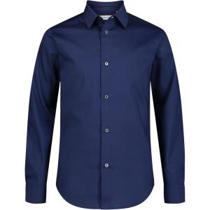 imageCalvin Klein Boys Long Sleeve Slim Fit Dress Shirt ButtonDown Style with Cuffs ampamp Shirttail HemBlue
