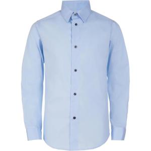 imageCalvin Klein Boys Long Sleeve Slim Fit Dress Shirt ButtonDown Style with Cuffs ampamp Shirttail HemIce Bay