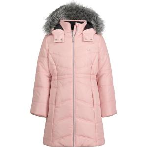 imageCalvin Klein Girls Hooded Winter Puffer Jacket Fulllength Heavyweight Coat With Fleece LiningSilver Pink