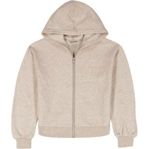 imageCalvin Klein Girls Long Sleeve Full Zip Fleece Hoodie SweatshirtTaupe Heather