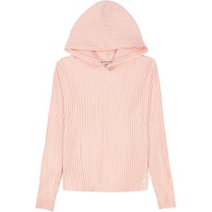 imageCalvin Klein Girls Long Sleeve Popover Cozy Hoodie SweatshirtChunky Rib Gossamer Pink