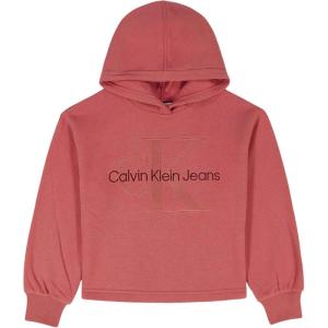 imageCalvin Klein Girls Long Sleeve Popover Fleece Hoodie SweatshirtJumbo Logo Mauvewood