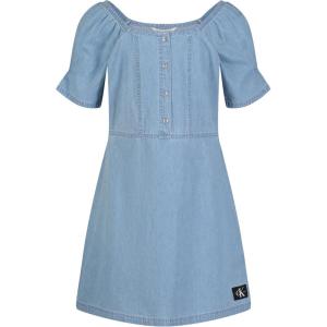 imageCalvin Klein Girls Short Sleeve Lightweight Chambray Denim Shirt DressChambraySquare Neck