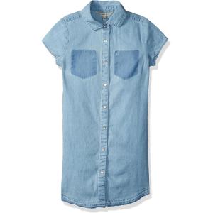 imageCalvin Klein Girls Short Sleeve Lightweight Chambray Denim Shirt DressLight Fade 1004