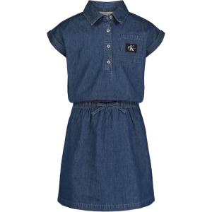 imageCalvin Klein Girls Short Sleeve Lightweight Chambray Denim Shirt DressMedium ChambrayPopover