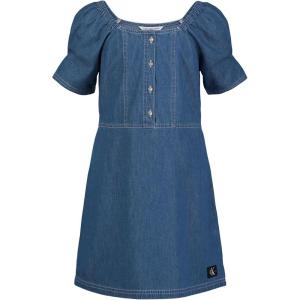 imageCalvin Klein Girls Short Sleeve Lightweight Chambray Denim Shirt DressMedium ChambraySquare Neck