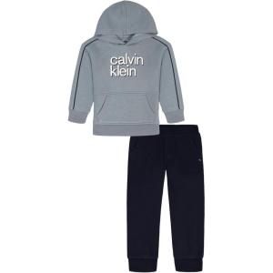 imageCalvin Klein babyboys 2 Pc Hooded Jogger SetFlintstoneNavy Blazer