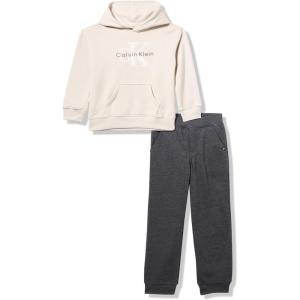 imageCalvin Klein boys 2 Pc Hooded Jogger SetSilver BirchStealth Heather