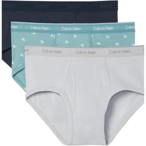 imageCalvin Klein Mens Cotton Classics 3Pack BriefMicro Chip  Diamond Logo  Zoni Beach  Ink